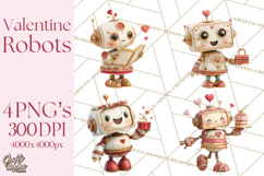 Valentine Robot Png Clipart, Cute Valentine Characters Product Image 1