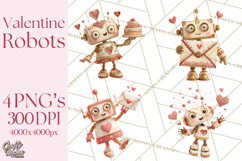Valentine Robot Png Clipart, Cute Valentine Characters Product Image 1