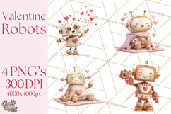 Valentine Robot Png Clipart, Cute Valentine Characters Product Image 1
