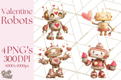 Valentine Robot Png Clipart, Cute Valentine Characters Product Image 1