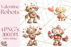 Valentine Robot Png Clipart, Cute Valentine Characters Product Image 1