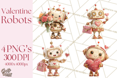Valentine Robot Png Clipart, Cute Valentine Characters Product Image 1