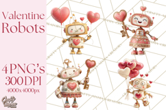 Valentine Robot Png Clipart, Cute Valentine Characters Product Image 1