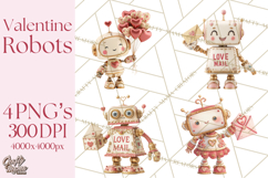 Valentine Robot Png Clipart, Cute Valentine Characters Product Image 1