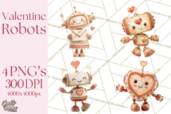 Valentine Robot Png Clipart, Cute Valentine Characters Product Image 1