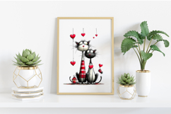 Valentine Romantic Cat Couple Clipart PNG Product Image 2