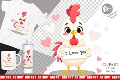 Valentine Rooster Cartoon Clipart Product Image 1