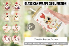 Glass Can Wraps Valentine Rooster Cartoon Product Image 1