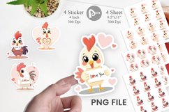 Valentine Rooster Cartoon Sticker Product Image 1