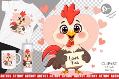 Valentine Rooster Cartoon Clipart Product Image 1