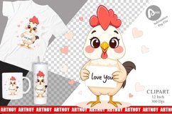 Valentine Rooster Cartoon Clipart Product Image 1