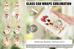 Glass Can Wraps Valentine Rooster Cartoon Product Image 1