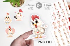 Valentine Rooster Cartoon Sticker Product Image 1