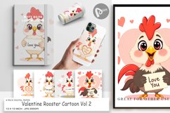 Digital Paper Valentine Rooster Cartoon Product Image 1