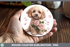 GorgeousValentine Rose Dogs Round Coaster design.