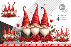 Valentine Rose Gnome Clipart Product Image 1