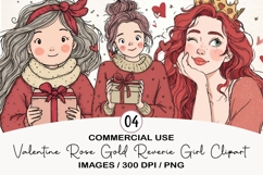 Valentine Rose Gold Reverie Girl Clipart Product Image 1