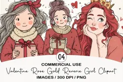 Valentine Rose Gold Reverie Girl Clipart Product Image 1