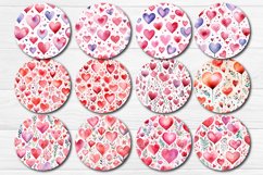 Valentine Round Coaster Bundle Valentine coaster with Watercolor flower hearts PNG. This is a round coaster 4&#039;&#039; x 4&#039;&#039; you can also use it as a keychain sublimation design.
