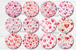 Valentine Round Coaster Bundle Valentine coaster with Watercolor flower hearts PNG. This is a round coaster 4&#039;&#039; x 4&#039;&#039; you can also use it as a keychain sublimation design.
