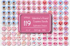 Round Coaster Valentine Coasters Bundle contains 119 designs with watercolor Angels, Flower Hearts lips, and balloons PNG. This is a round coaster 4&#039;&#039; x 4&#039;&#039; you can also use it as a keychain sublimation design.