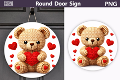 Valentine Bear Round Sign | Cute Baby Bear Sublimation Product Image 1