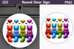 Valentine Cat Round Sign | Cute Cat Sublimation Product Image 1