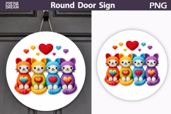 Valentine Cat Round Sign | Cute Cat Sublimation Product Image 1