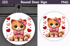 Valentine Cat Round Sign | Cute Cat Sublimation Product Image 1