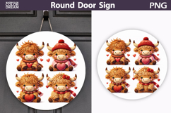 Valentine Cow Round Sign | Cute Highland Cow Sublimation Product Image 1