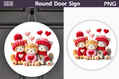 Valentine Cat Round Sign | Cute Cat Sublimation Product Image 1