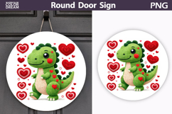 Valentine Round Sign | Cute Dinosaur Sublimation Product Image 1