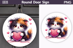 Valentine Cat Round Sign | Cute Cat Sublimation Product Image 1