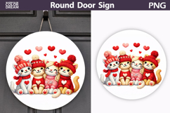 Valentine Cat Round Sign | Cute Cat Sublimation Product Image 1