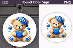 Valentine Bear Round Sign | Cute Baby Bear Sublimation Product Image 1