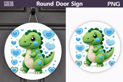 Valentine Round Sign | Cute Dinosaur Sublimation Product Image 1