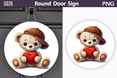 Valentine Bear Round Sign | Cute Baby Bear Sublimation Product Image 1