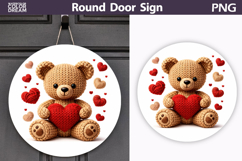 Valentine Bear Round Sign | Cute Baby Bear Sublimation Product Image 1