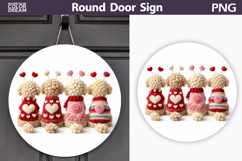 Valentine Round Sign | Crochet Dogs Heart Sublimation Product Image 1