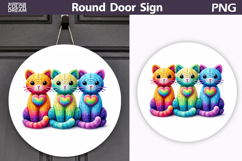 Valentine Cat Round Sign | Cute Cat Sublimation Product Image 1