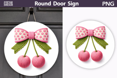 Valentine Cherry Round Sign | Valentine Bow Sublimation Product Image 1