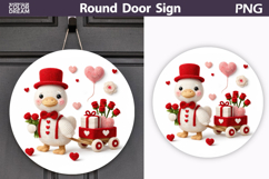 Valentine Round Sign | Crochet Goose Heart Sublimation Product Image 1