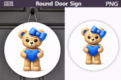 Valentine Bear Round Sign | Cute Baby Bear Sublimation Product Image 1