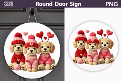 Valentine Round Sign | Crochet Dogs Heart Sublimation Product Image 1