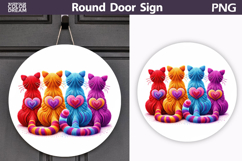 Valentine Cat Round Sign | Cute Cat Sublimation Product Image 1