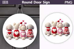 Valentine Round Sign | Crochet Dogs Heart Sublimation Product Image 1