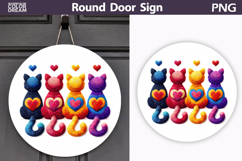 Valentine Cat Round Sign | Cute Cat Sublimation Product Image 1