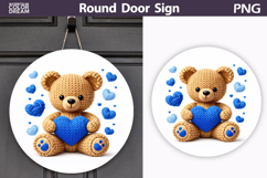 Valentine Bear Round Sign | Cute Baby Bear Sublimation Product Image 1