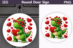 Valentine Round Sign | Cute Dinosaur Sublimation Product Image 1
