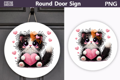 Valentine Cat Round Sign | Cute Cat Sublimation Product Image 1